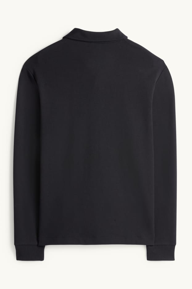 Hommes - Polo à manches longues - regular fit - noir