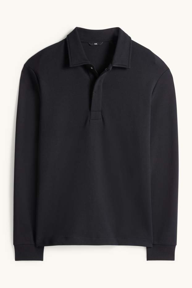 Hommes - Polo à manches longues - regular fit - noir