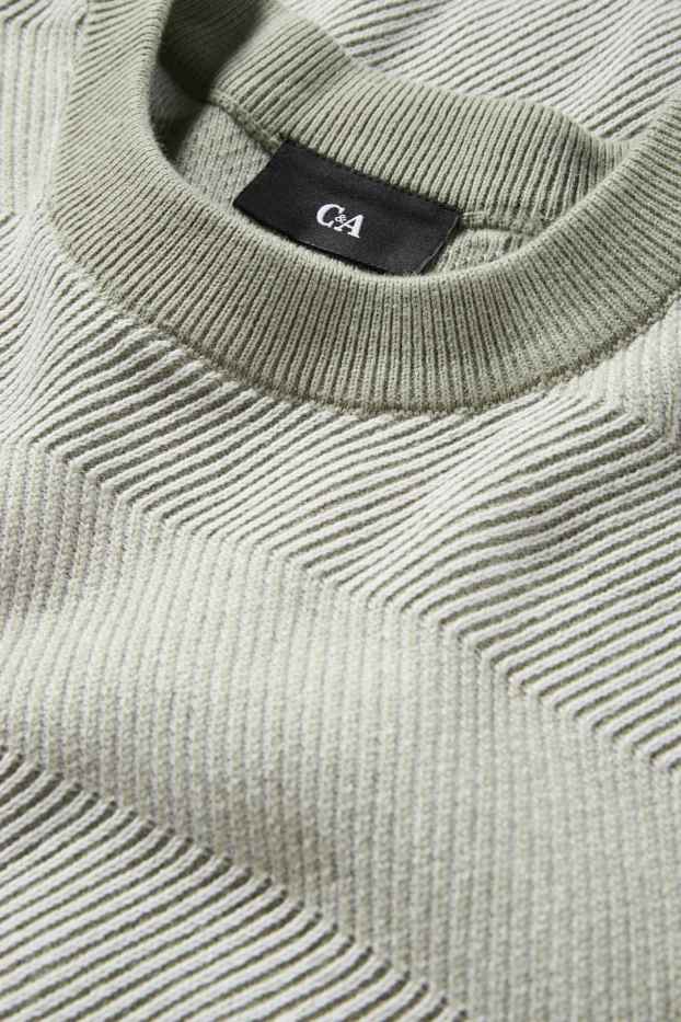 Herren - Pullover - gestreift - strukturiert - mintgrün