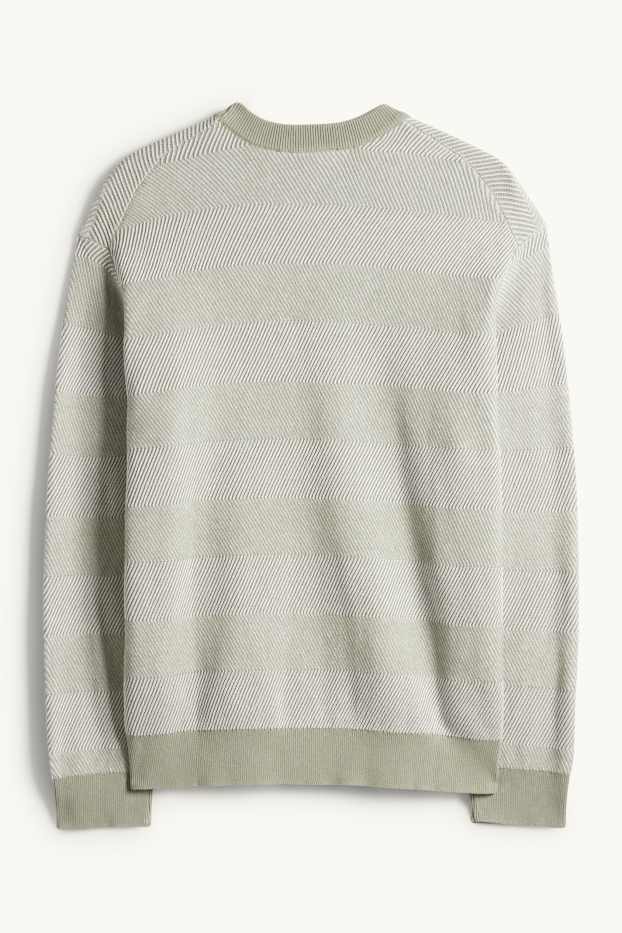 Herren - Pullover - gestreift - strukturiert - mintgrün