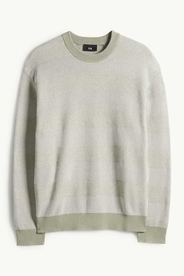 Herren - Pullover - gestreift - strukturiert - mintgrün