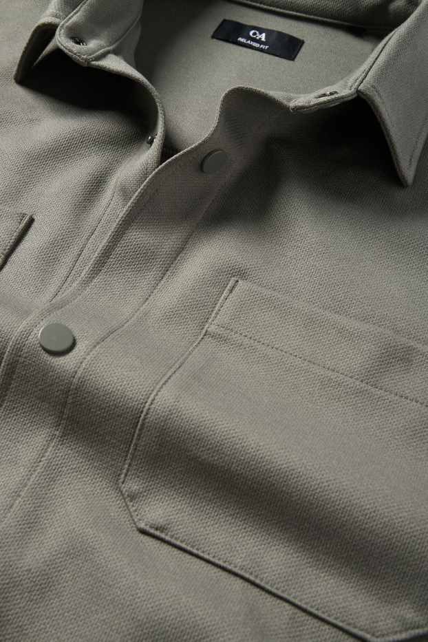 Uomo - Giacca a camicia - relaxed fit - collo all'italiana - verde