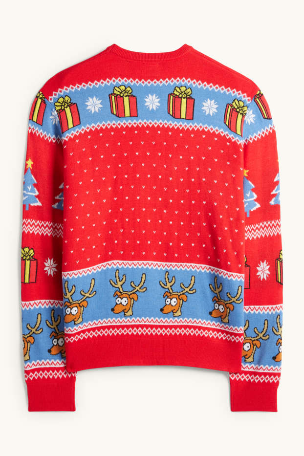 Hommes - Pull de Noël - Les Simpson - rouge