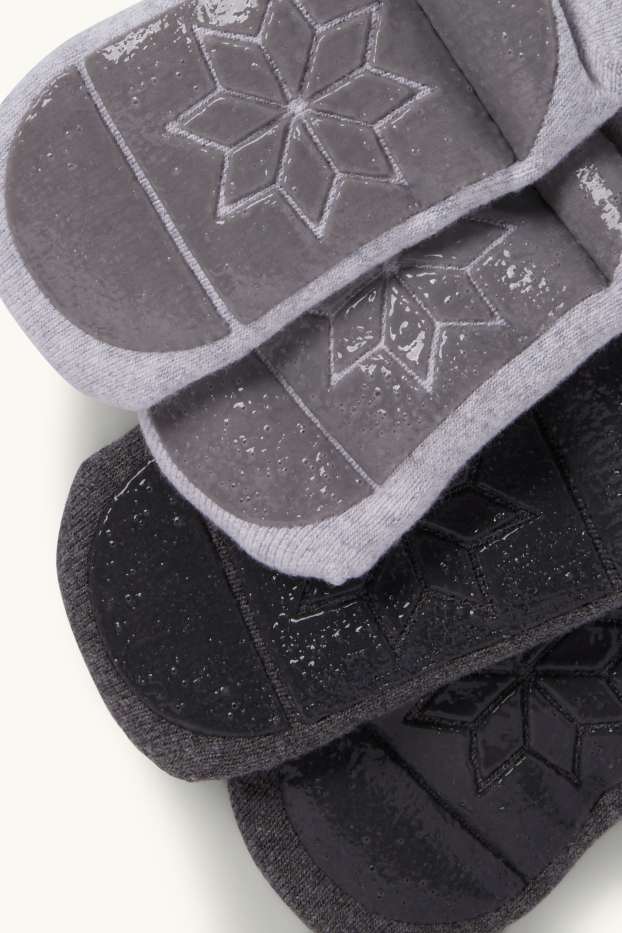 Neonate - Confezione da 2 - calzini antiscivolo natalizi con motivo - grigio scuro