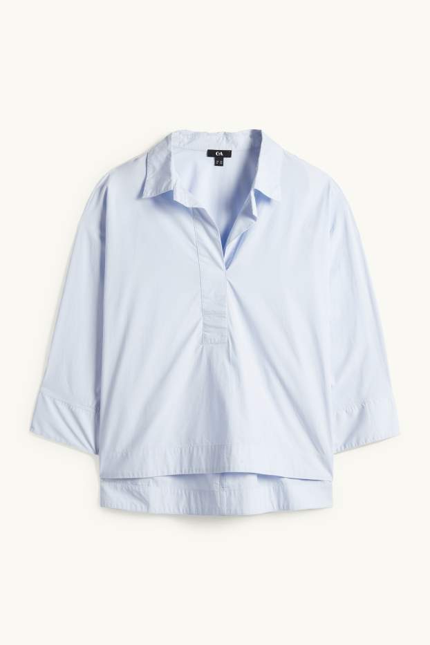 Dames - Blouse met V-hals - lichtblauw