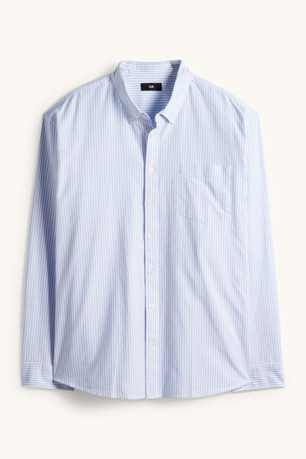 Herren - Hemd - Regular Fit - Button-down - gestreift - weiss / hellblau