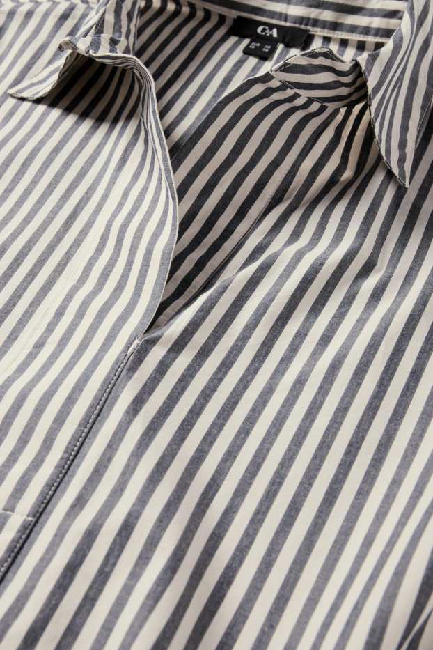 Dames - Blouse met V-hals - donkerblauw