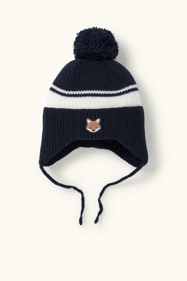 Unisex - Fox - baby pom-pom hat - dark blue