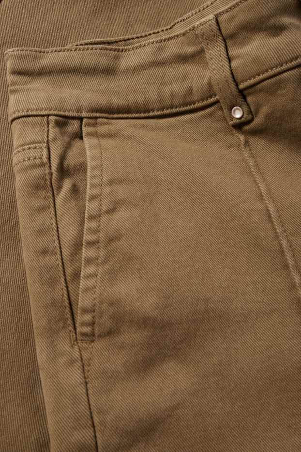 Women - Cloth trousers - high waist - wide leg - khaki