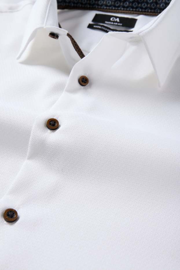 Bărbați - Cămașă office - regular fit - guler Kent - nu necesită călcare - structurată - alb
