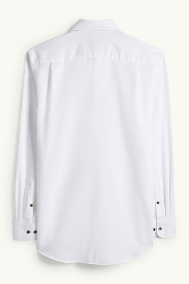 Bărbați - Cămașă office - regular fit - guler Kent - nu necesită călcare - structurată - alb