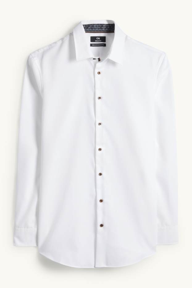 Bărbați - Cămașă office - regular fit - guler Kent - nu necesită călcare - structurată - alb