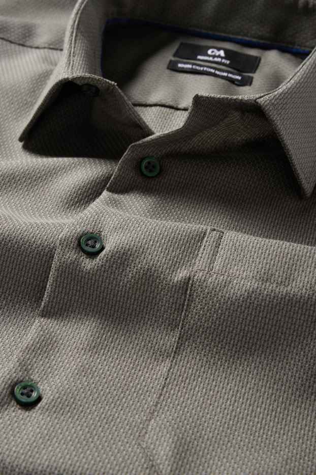 Herren - Businesshemd - Regular Fit - Kent - bügelfrei - strukturiert - grün