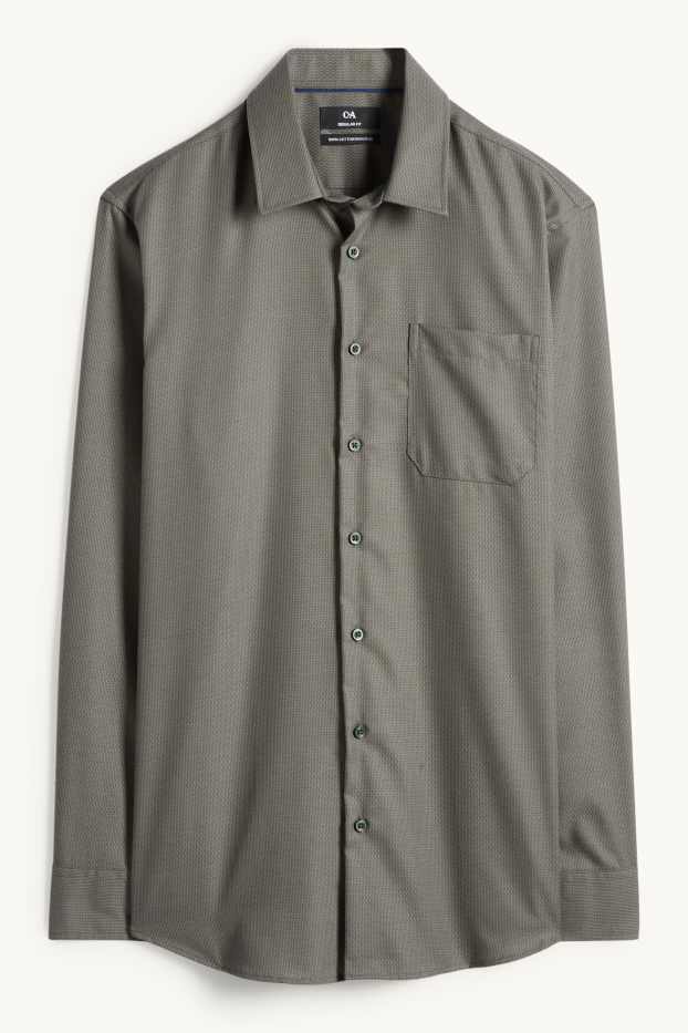 Herren - Businesshemd - Regular Fit - Kent - bügelfrei - strukturiert - grün