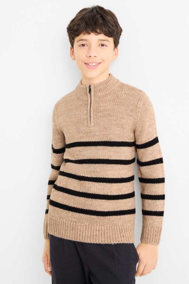 Kinderen: jongens - Trui - gestreept - beige