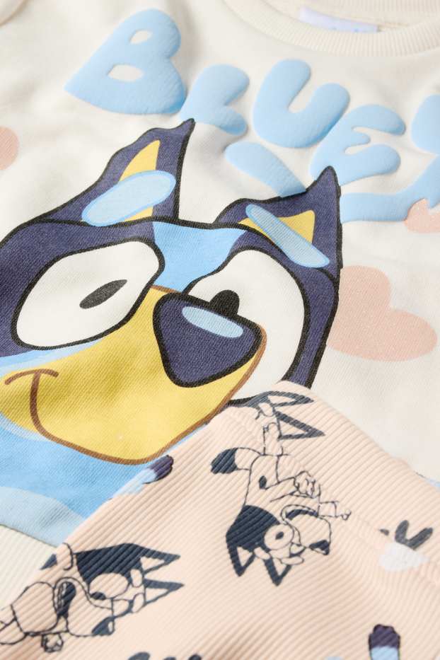 Copii - Fete - Bluey - set - bluză de molton și colanți evazați - 2 piese - alb-crem