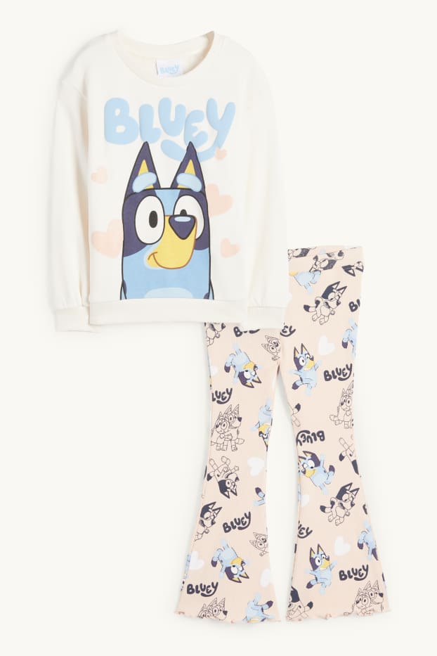 Copii - Fete - Bluey - set - bluză de molton și colanți evazați - 2 piese - alb-crem