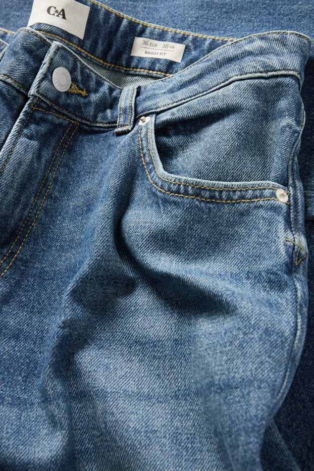 Women - Baggy jeans - mid-rise waist - blue denim