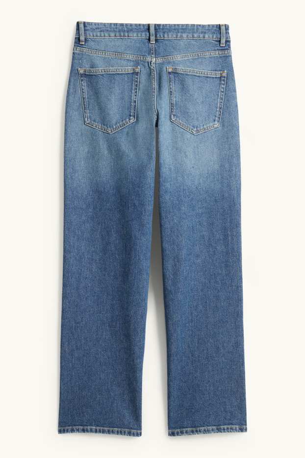 Women - Baggy jeans - mid-rise waist - blue denim