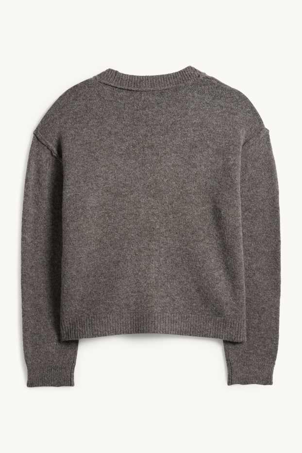 Femei - Cardigan tricotat - gri melanj