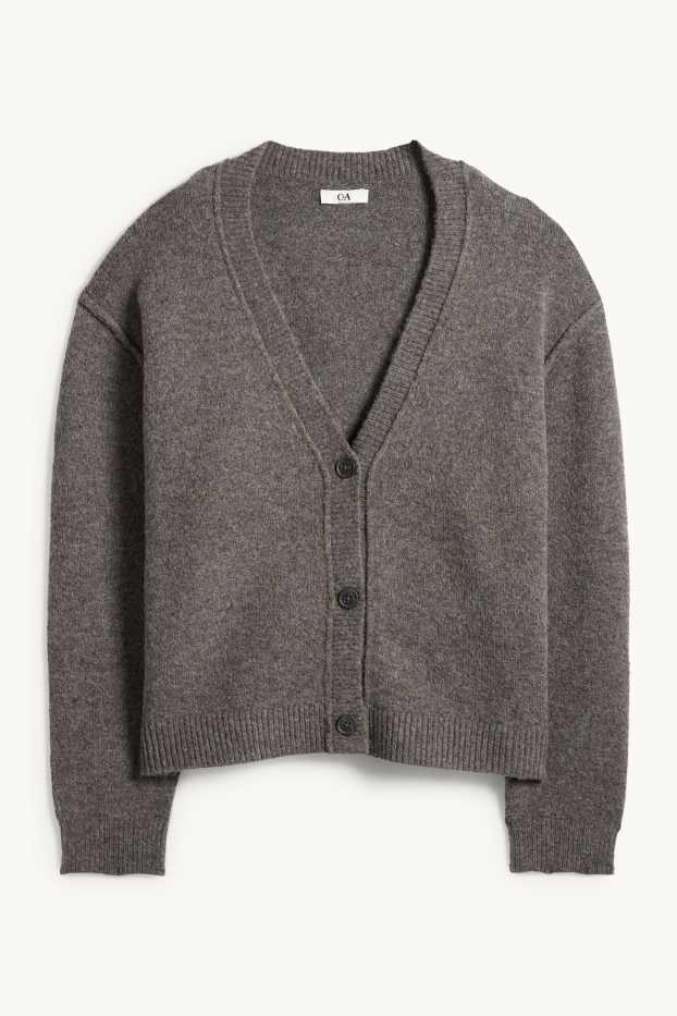 Femei - Cardigan tricotat - gri melanj