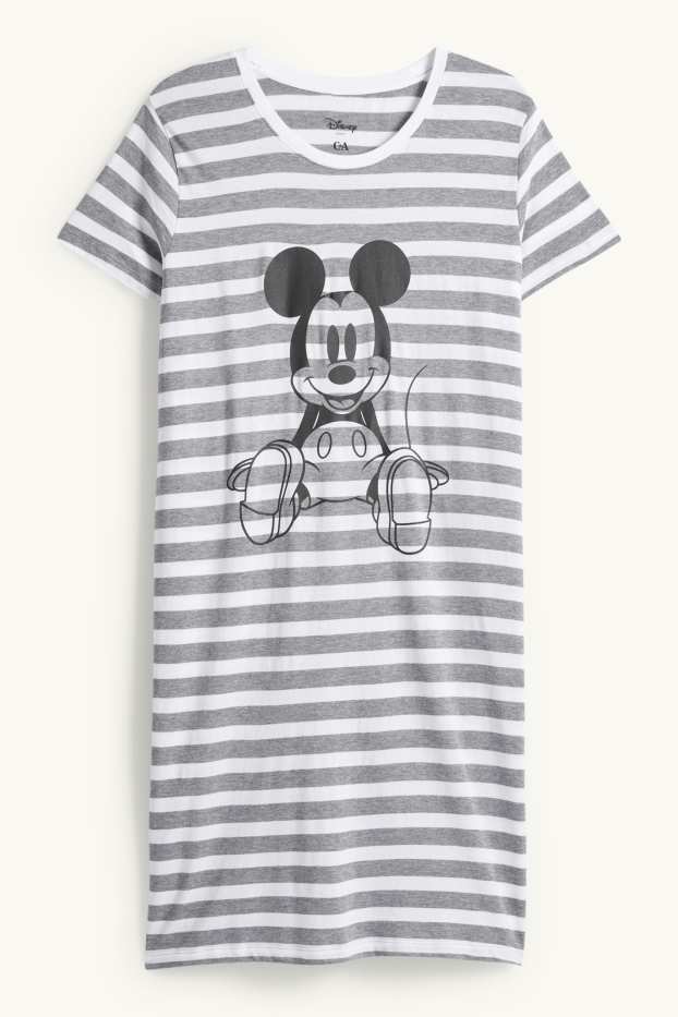 Femei - Cămașă de noapte - cu dungi - Mickey Mouse - gri melanj