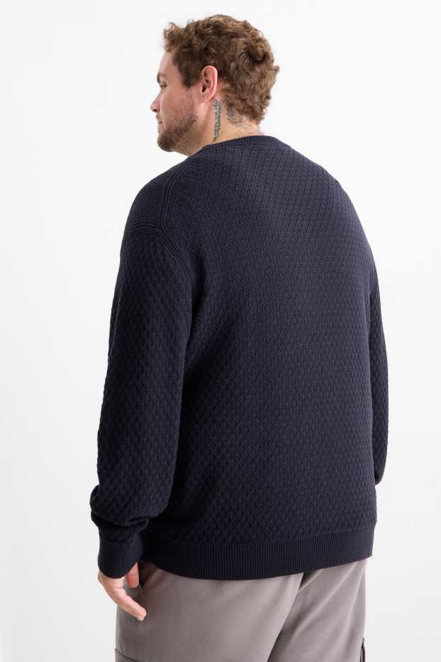 Herren - Pullover - strukturiert - dunkelblau