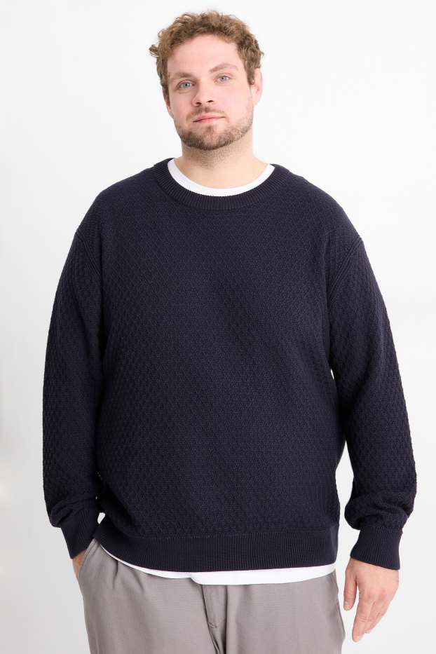Herren - Pullover - strukturiert - dunkelblau
