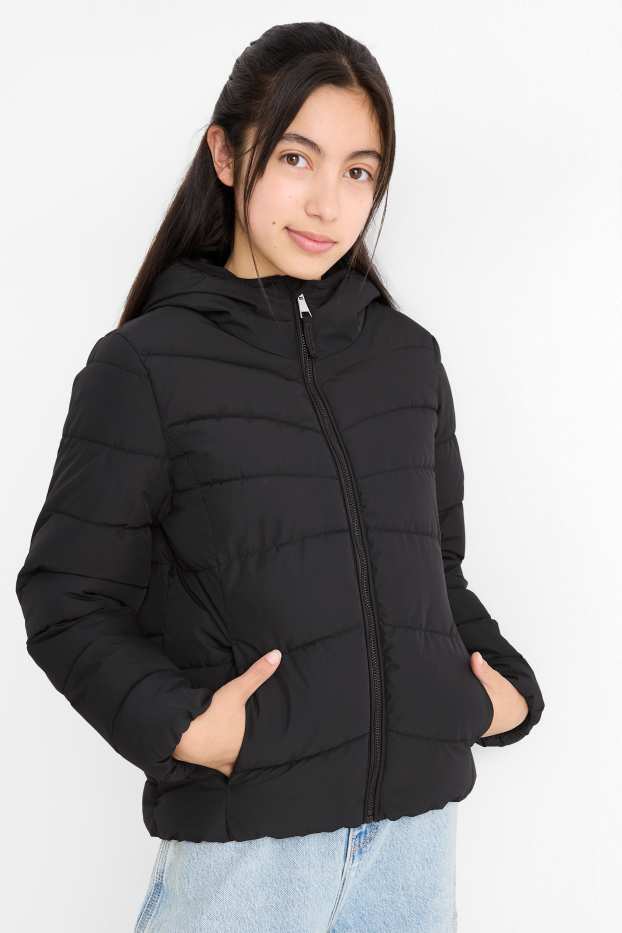 Nena - Jaqueta embuatada amb caputxa - resistent a l’aigua - negre