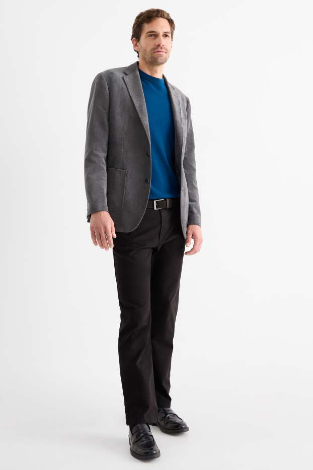 Pánské - Kalhoty chino s páskem - regular fit - černá