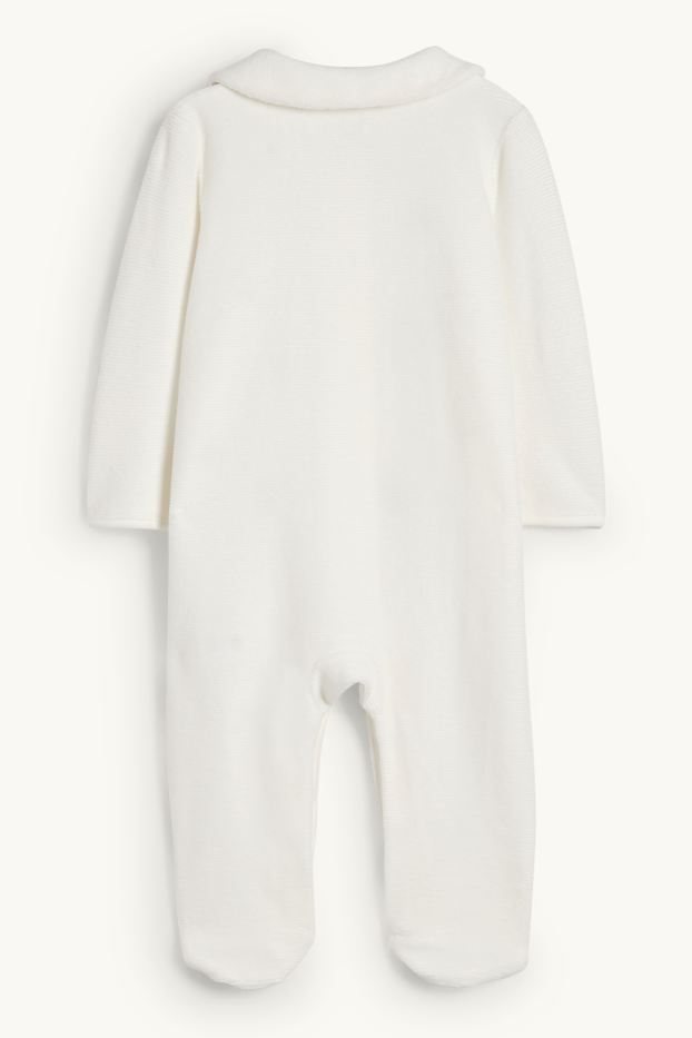 Unisex - Babykerstpyjama - geribd - wit