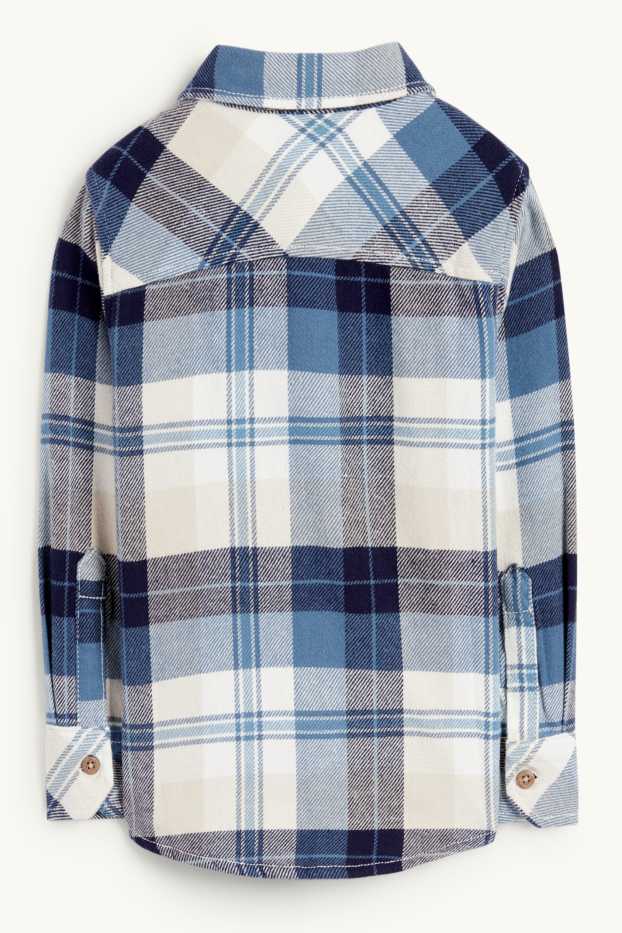 Enfants garçons - Chemise en flanelle - à carreaux - bleu