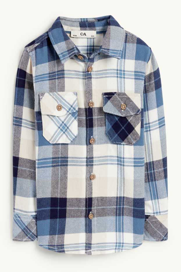 Enfants garçons - Chemise en flanelle - à carreaux - bleu