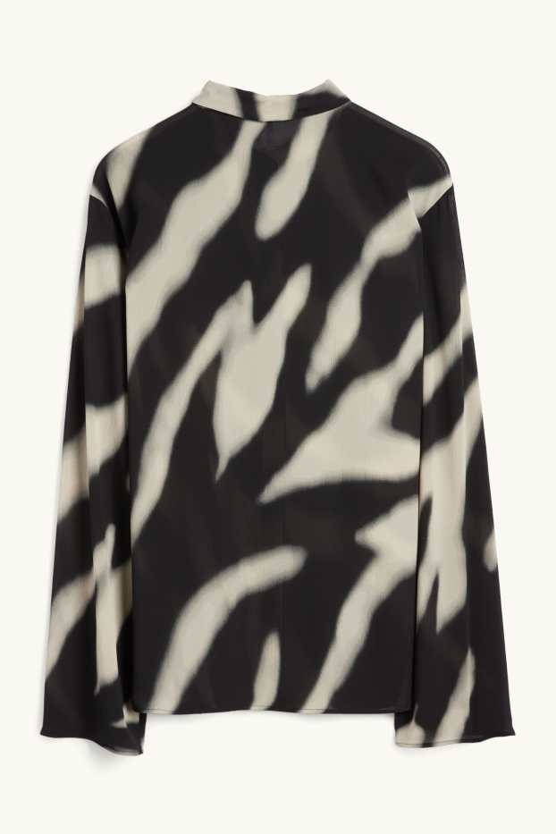 Women - Chiffon blouse - patterned - black / beige
