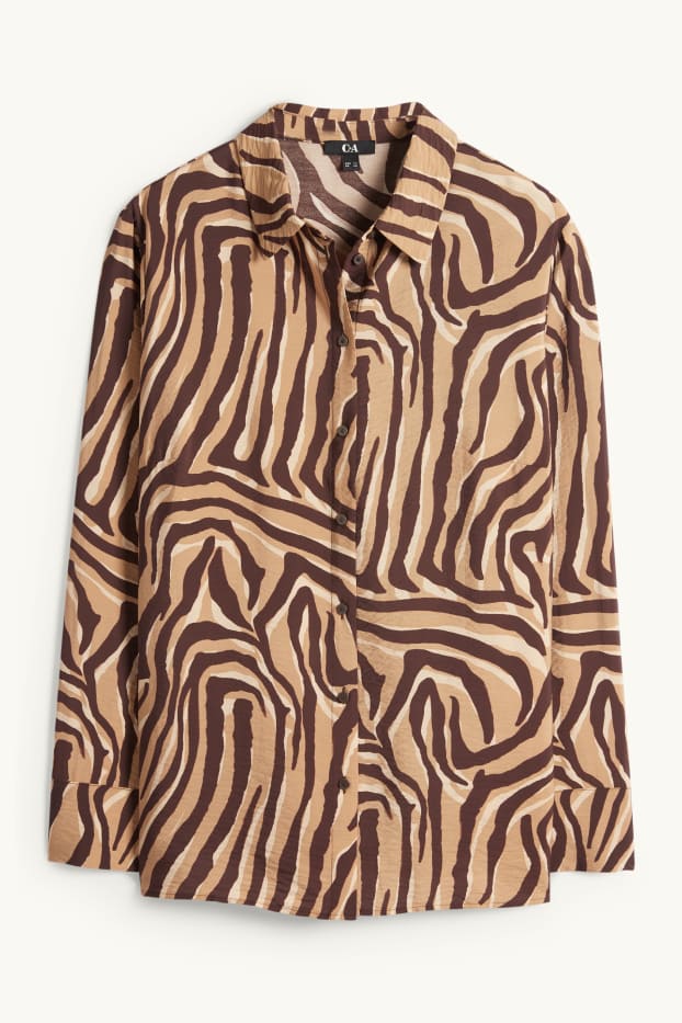 Femmes - Chemisier - à motif - marron / beige