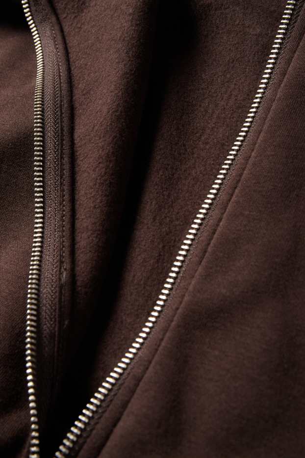 Femmes - Sweat zippé à capuche - marron foncé