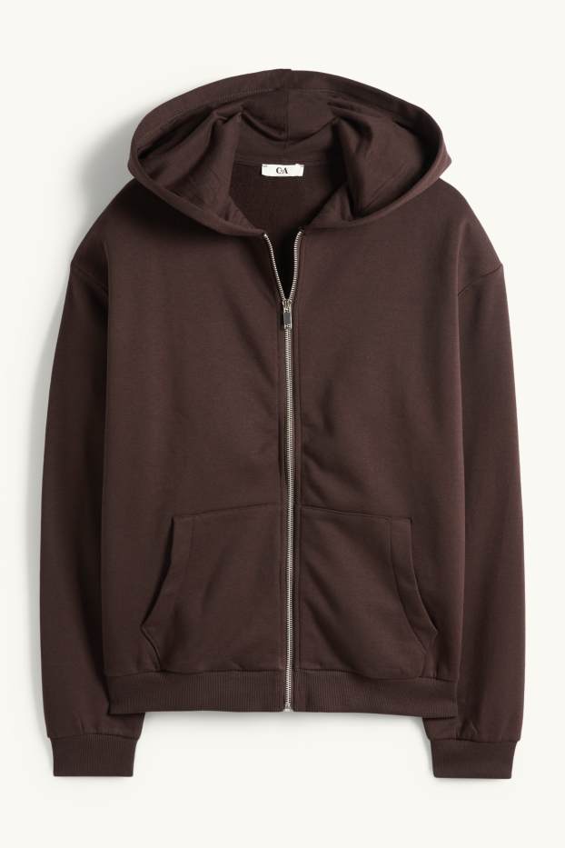 Femmes - Sweat zippé à capuche - marron foncé