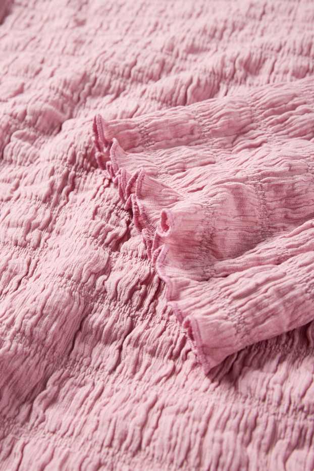 Femmes - Haut à manches longues - regular fit - smocké - rose