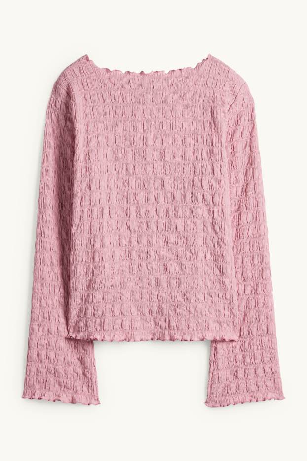 Femmes - Haut à manches longues - regular fit - smocké - rose
