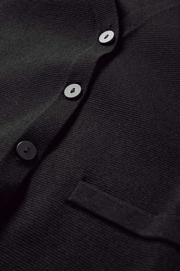 Femmes - Gilet de maille - côtelé - noir