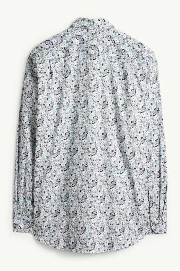 Pánské - Business košile - regular fit - button-down - se vzorem - šedá