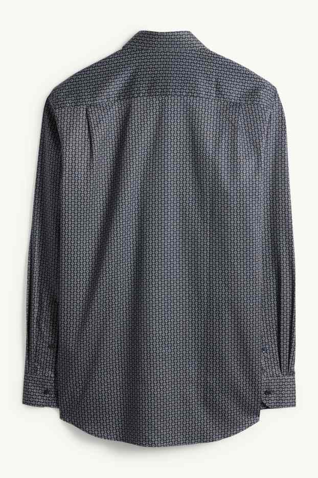 Hommes - Chemise de bureau - regular fit - col kent - facile à repasser - à motif - bleu foncé