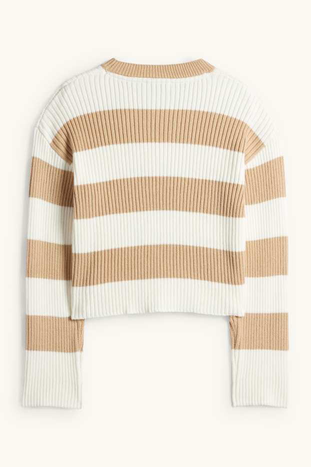 Copii - Fete - Pulover - reiat - cu dungi - bej