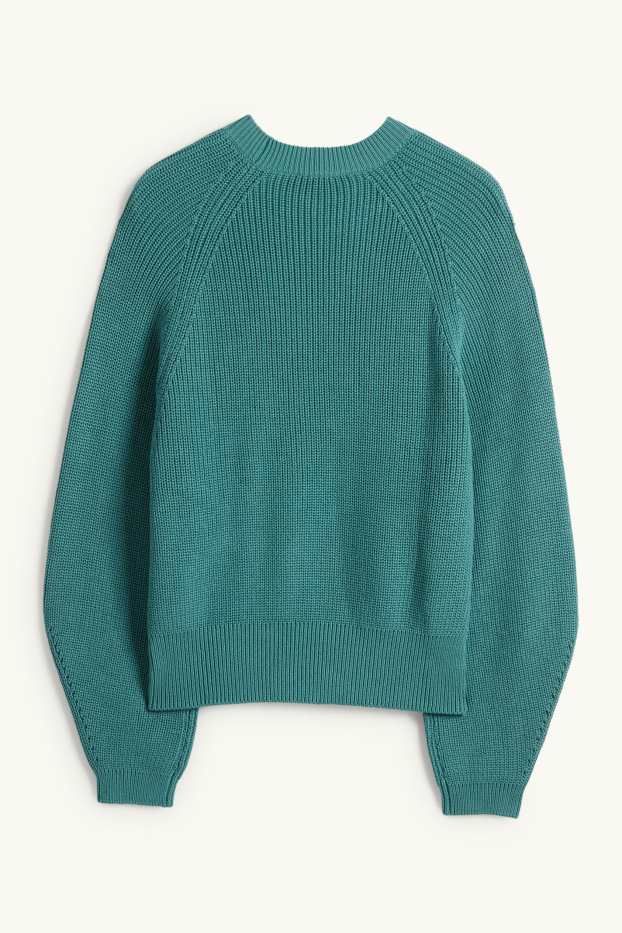 Women - Jumper - ribbed - green