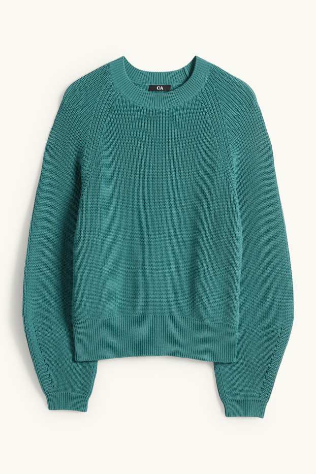 Women - Jumper - ribbed - green