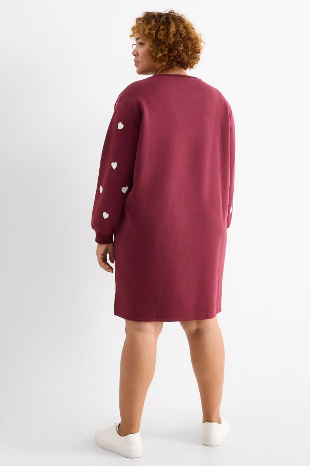 Damen - Sweatkleid - Straight Fit - bordeaux