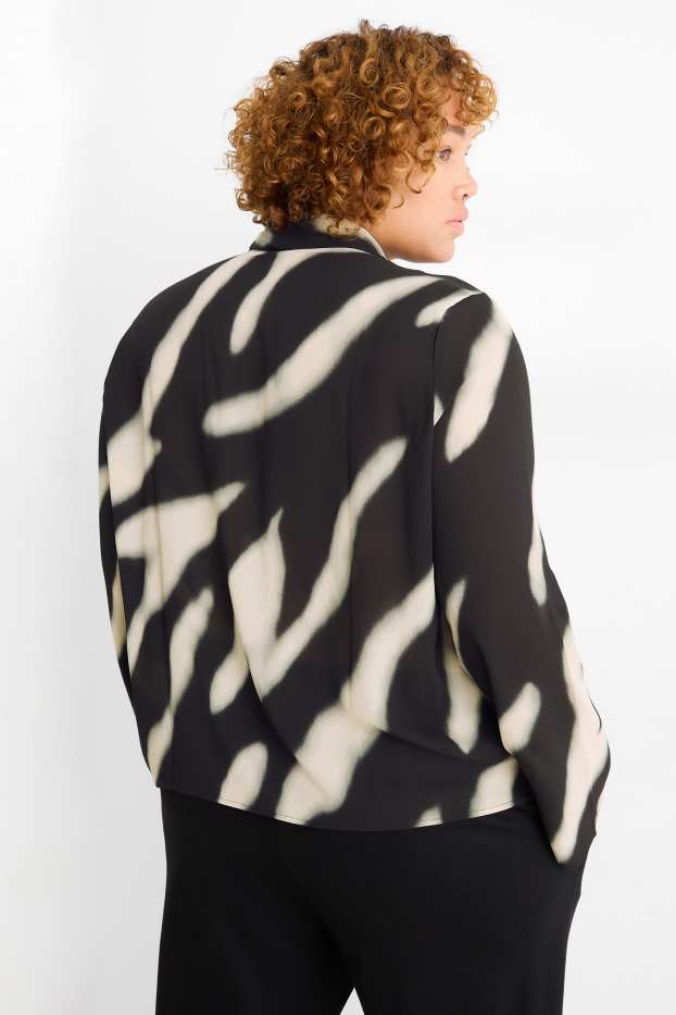 Women - Chiffon blouse - patterned - black / beige