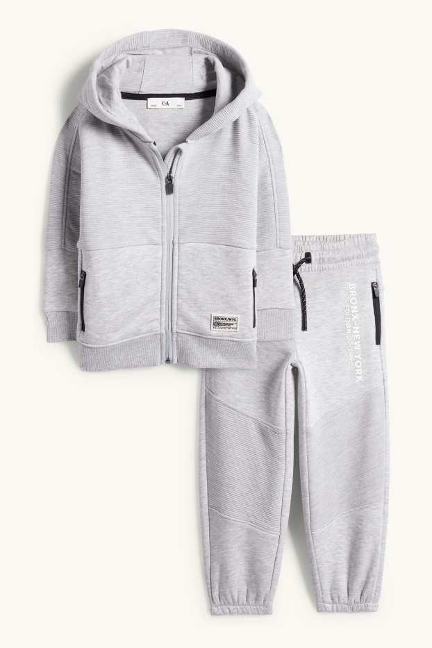 Copii - Băieți - New York - set - hanorac cu fermoar cu glugă și pantaloni de trening - gri deschis