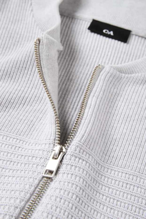 Hommes - Gilet de maille - côtelé - texturé - gris clair