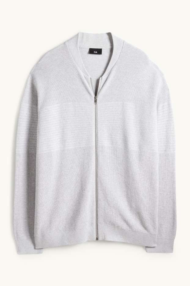 Hommes - Gilet de maille - côtelé - texturé - gris clair